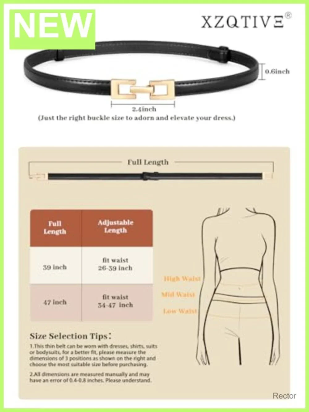 Faux Leather Skinny Belt Adjustable Slide Waist Gold Buckle Office Casual